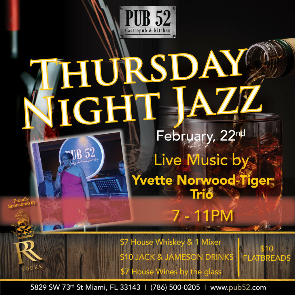 Thursday Night Jazz with Yvette Norwood-Tiger Trio at Pub 52