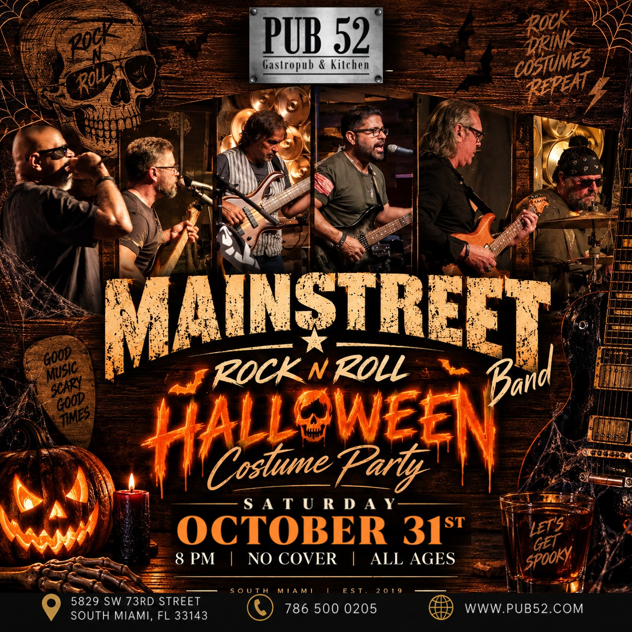 Mainstreet Band Rock N Roll Halloween Costume Party at Pub 52, Saturday October 31st, 8PM